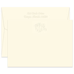 Triple Thick Classic Monogram Flat Note Cards - Embossed